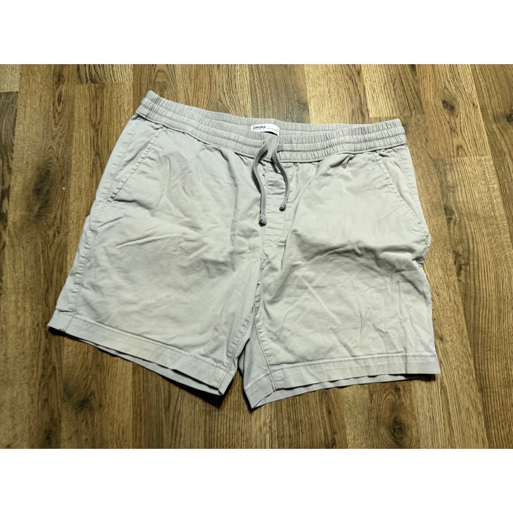 Sonoma Goods For Life Shorts Men Size L Gray Drawstring Chino Stretch Casual